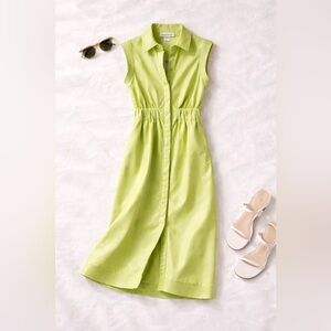 House of Harlow 1960 Lime Green Sleeveless Midi Shirt Dress